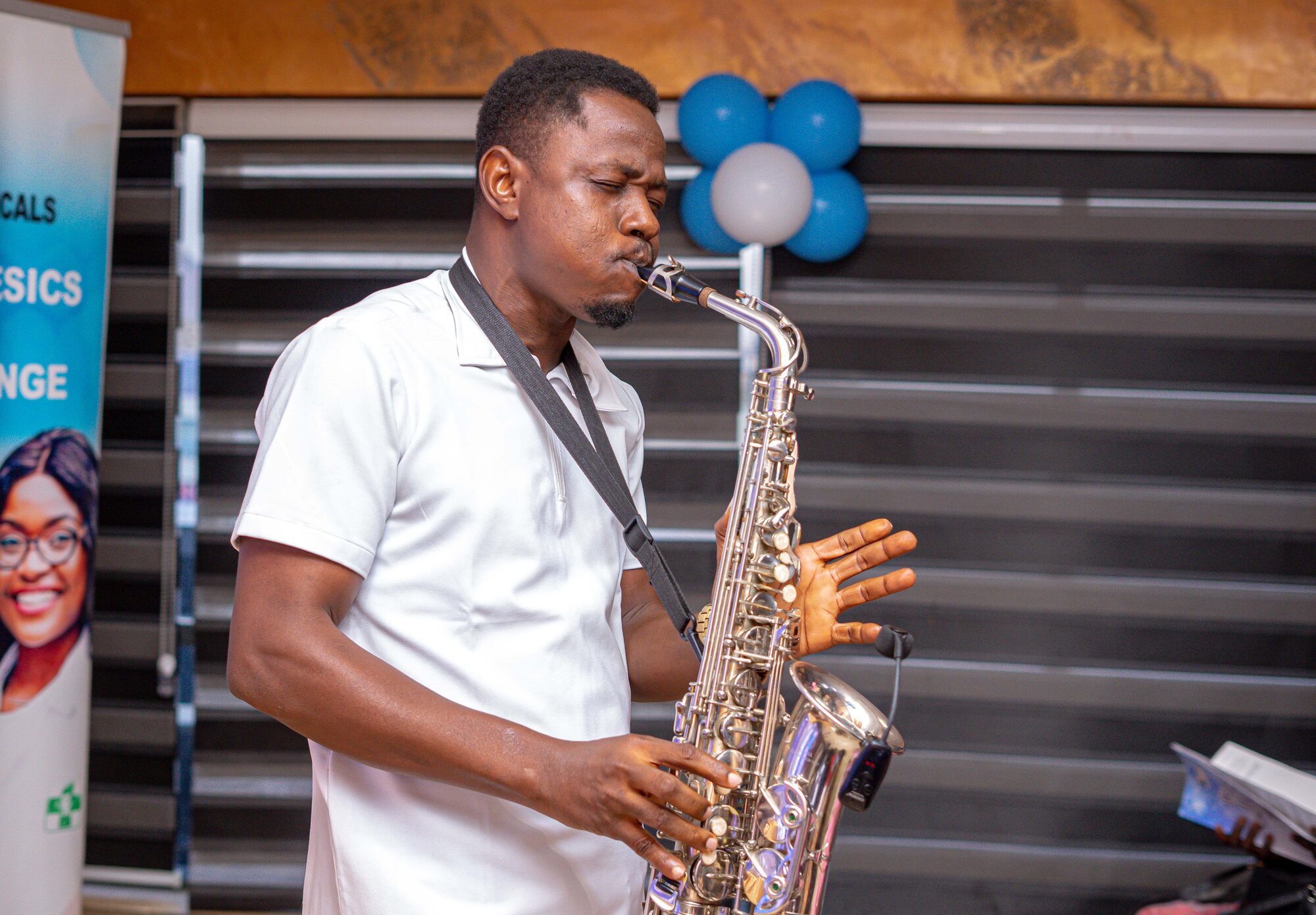 A saxophonist performing during the awards evening